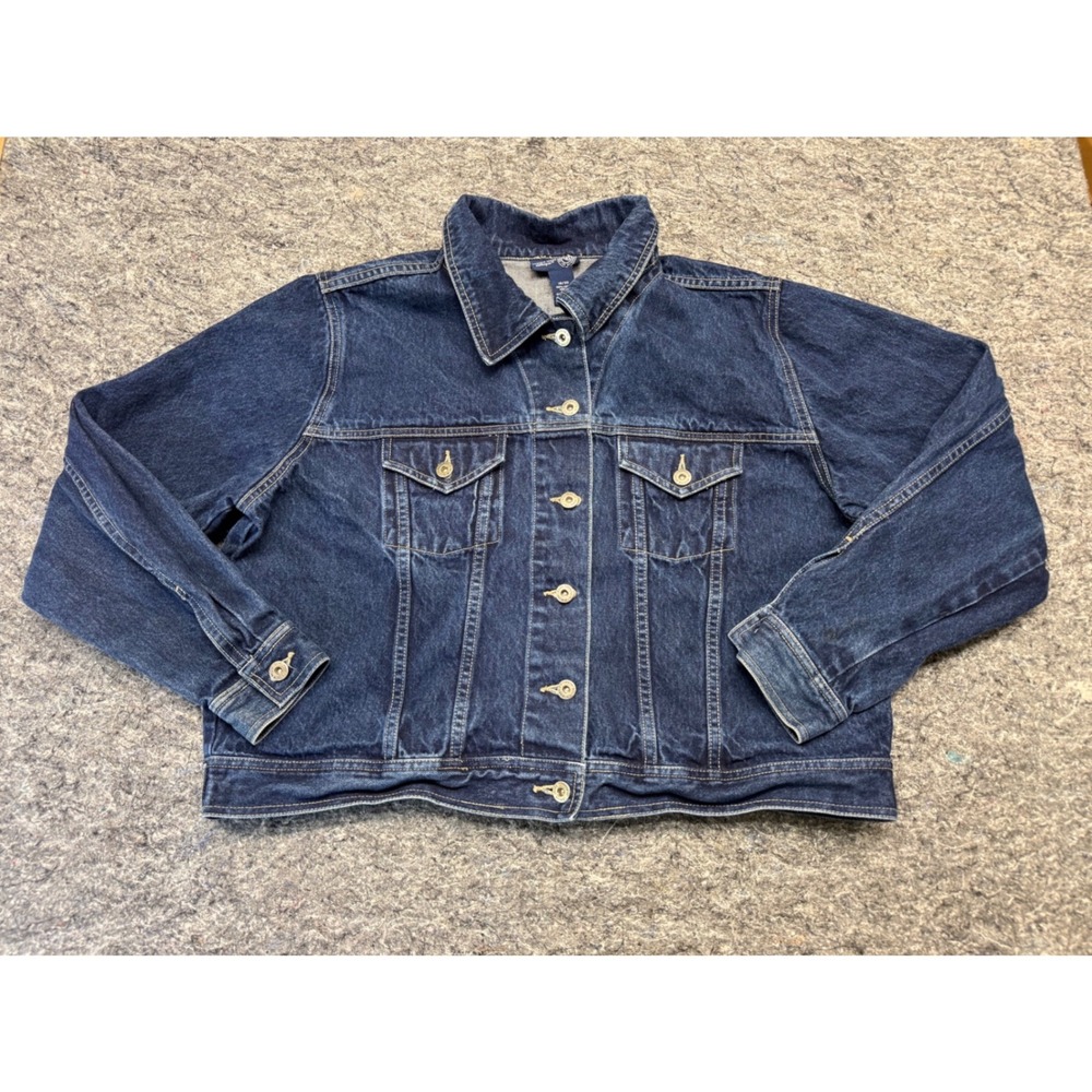 Venezia Jeans Dark Wash Denim Trucker Jacket Womens 18/20 Blue Cotton Button Up